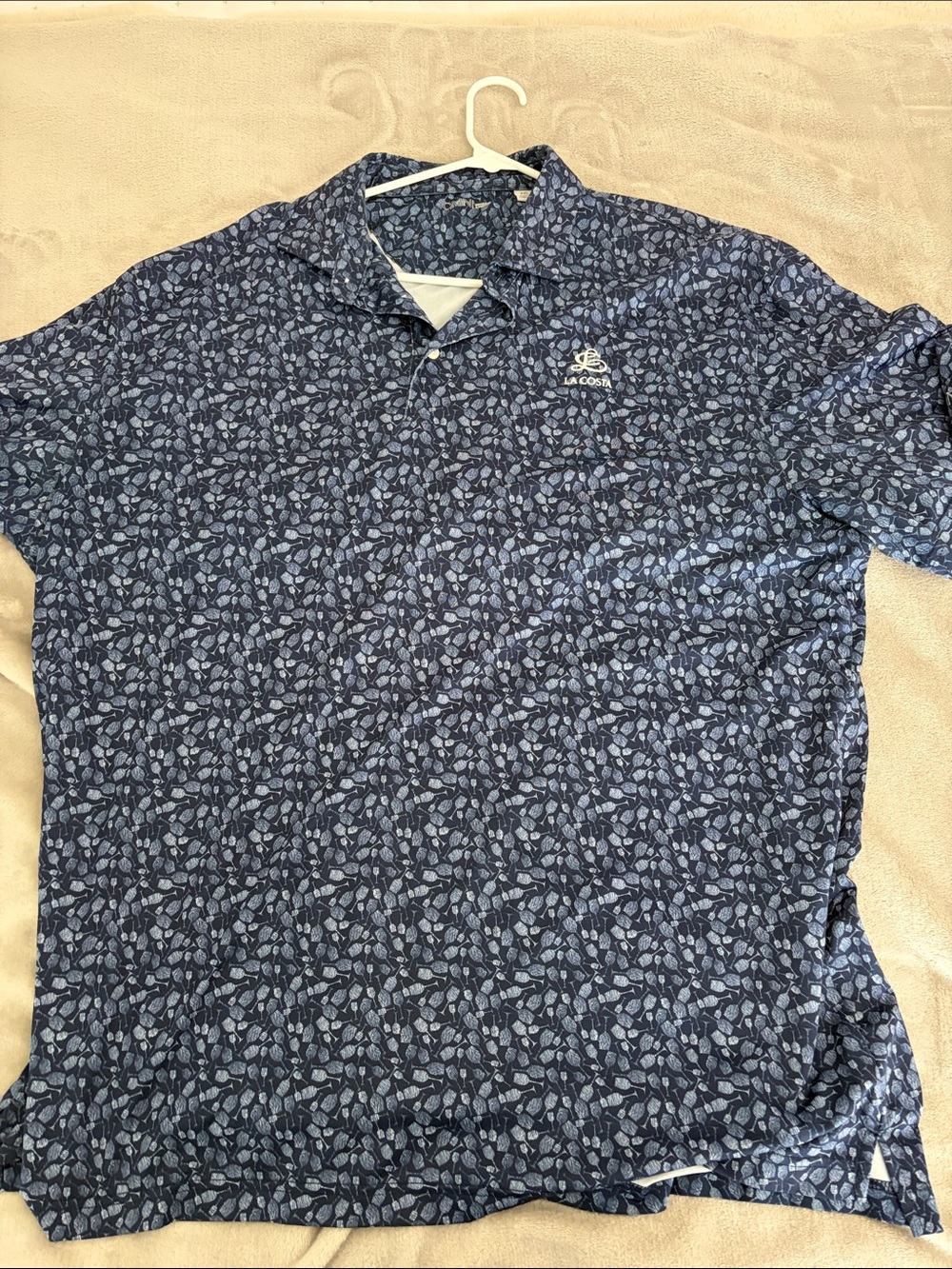 Men’s Navy Floral Print Polo Golf Shirt-
